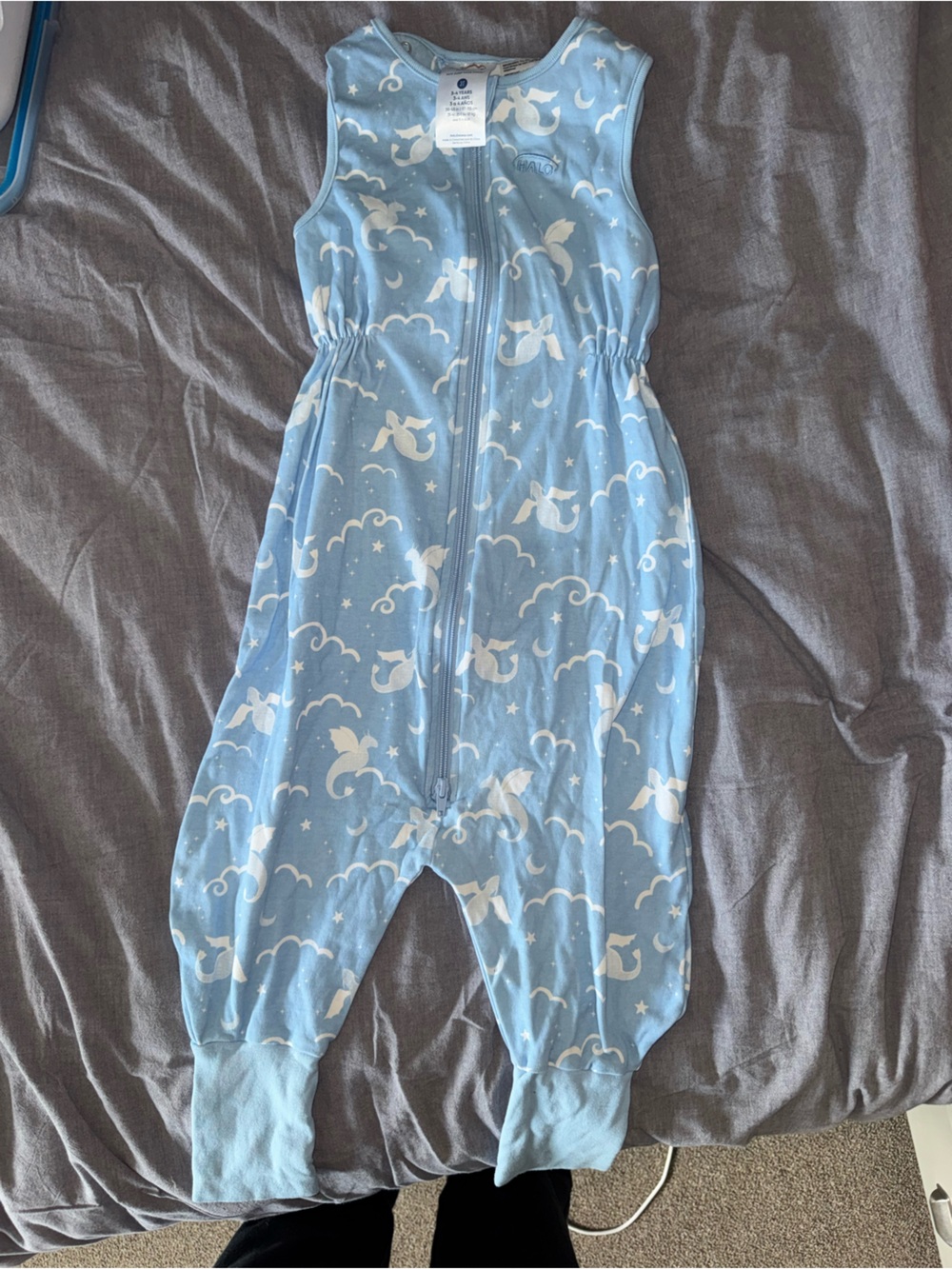 Halo Light Blue Sleep Sack with White Moon & Star Print